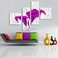 modern 100 hand painted abstract oil painting on canvas the purple flower 4piece no frame wall art for living room home decor