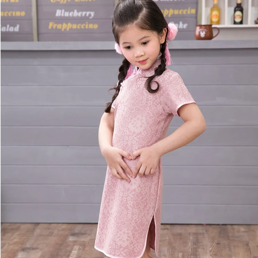 Floral Baby Qipao Girl Dress Chi-Pao Cheongsam Christmas Gift Chinese Kids Lace Dresses Girls clothing Wedding Princess | Детская одежда
