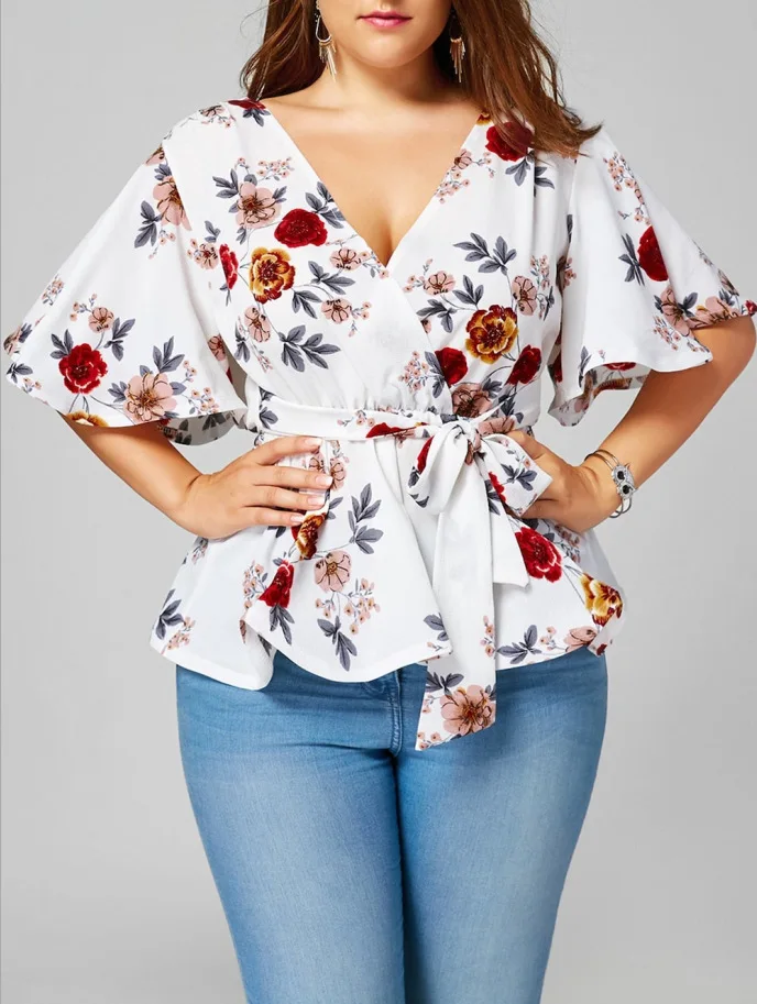 

plus size print blouse women shirts gothic 2019 spring blouses sexy flare sleeve shirt hot tops womens clothing harajuku