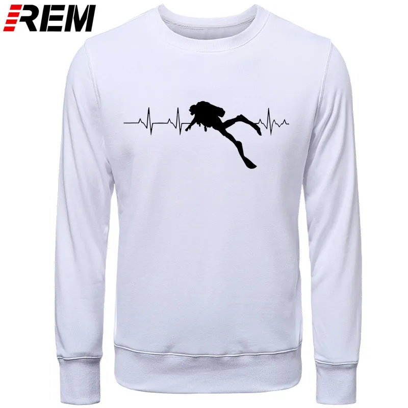 WHITE BLACK REM подводное погружение сердце Beat лучший подарок для дайвера с длинными рукавами мягкие мужские толстовки из чистого хлопка, толстовки - Цвет: WHITE BLACK