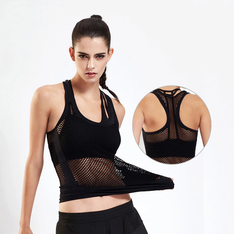 Пикантные Для женщин Фитнес спортивные футболки выдалбливают тонкий тренировки