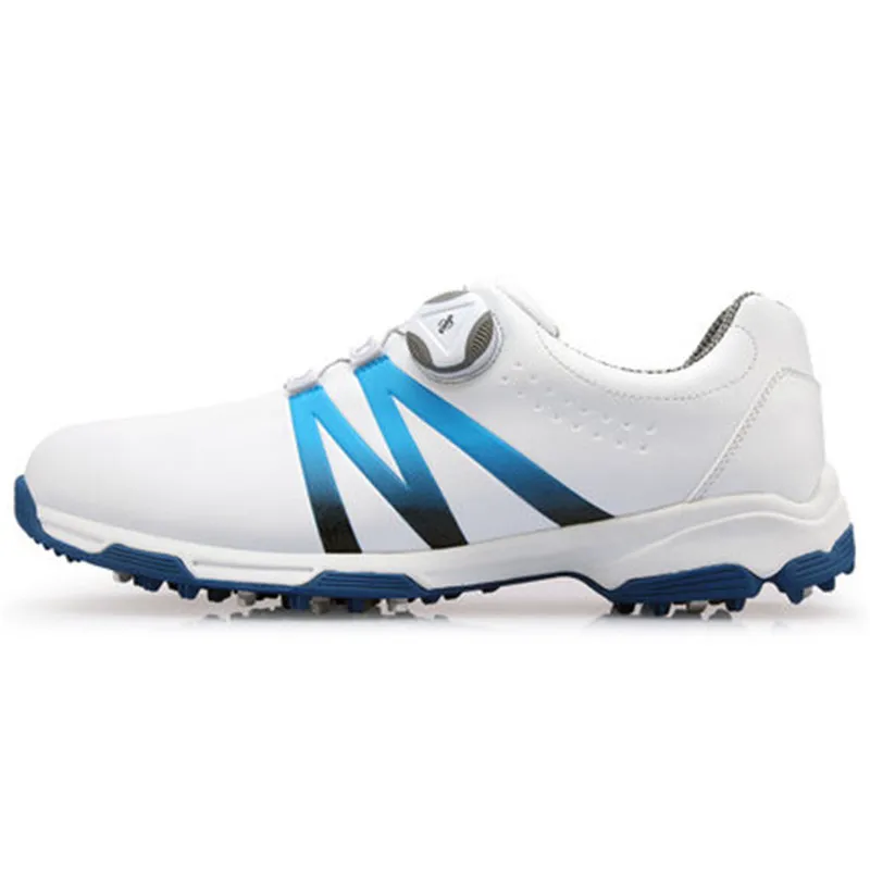 White blue black PGM tide shoes Обувь Для Гольфа Мужская водонепроницаемая обувь двойные патенты вращающиеся шнурки противоскользящие подошвы двойной патент XZ101 - Цвет: White blue black