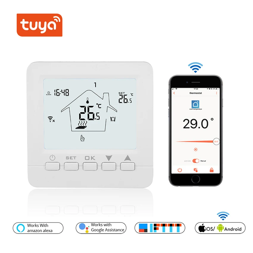 White Backlight Wifi термостат умный термостат газовый котел/вода/электрический подогрев пола wifi управляемый термостат голосовой 16A/3A - Цвет: White Backlight