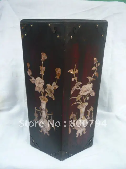 

Редкий династии Цин (Qianlong:1736-1795) деревянный горшок для кистей с ракушками, бесплатная доставка