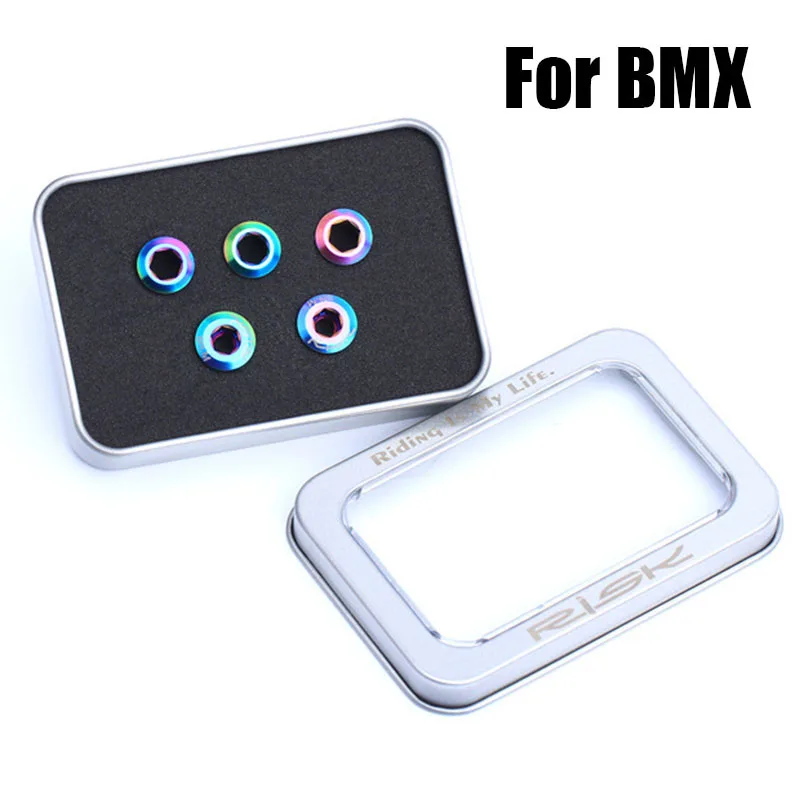 Rainbow For BMX Риск MTB дорожный велосипед Один Кольцевой болт Титан кривошипно шатуны Системы CNC рычаг винт брелок для ключей болт колеса велосипедные аксессуары для велосипеда - Цвет: Rainbow For BMX
