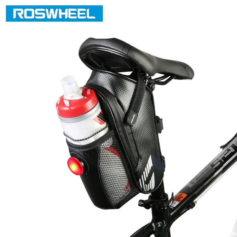 ROSWHEEL велосипедная седельная сумка с сумкой для бутылки воды или светодиодный светильник на заднем сиденье для хранения Pannier Pack Bycicle Bolsa 131396