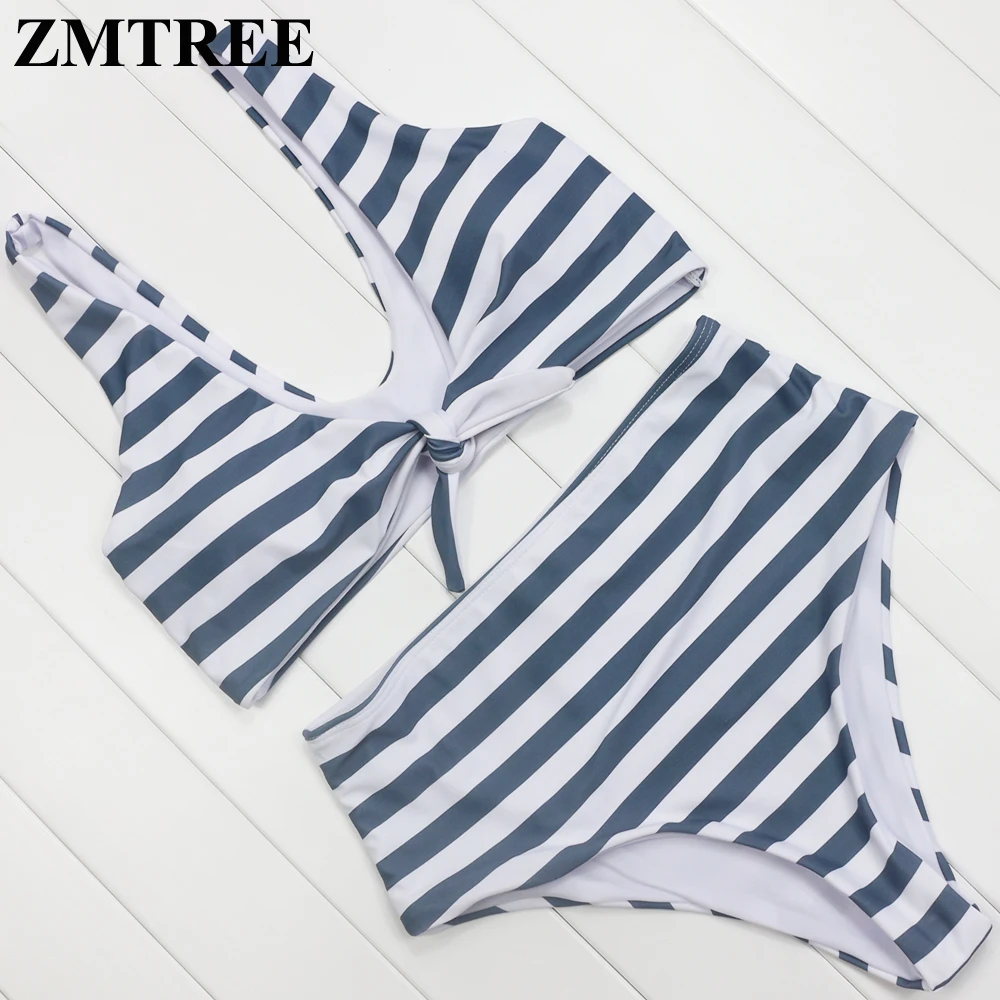 ZMTREE бикини с высокой талией женский купальник 2017 комплект пляжная одежда в
