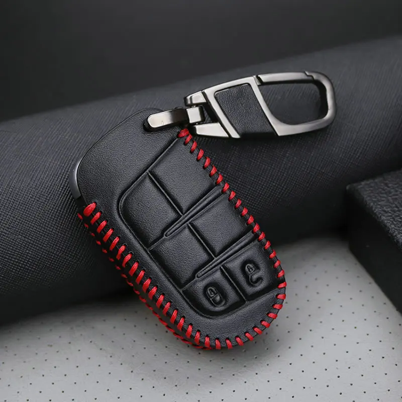 Кожаный дистанционный смарт чехол для ключей Fob Dodge Journey charger Jeep Renegade Grand Cherokee Chrysler