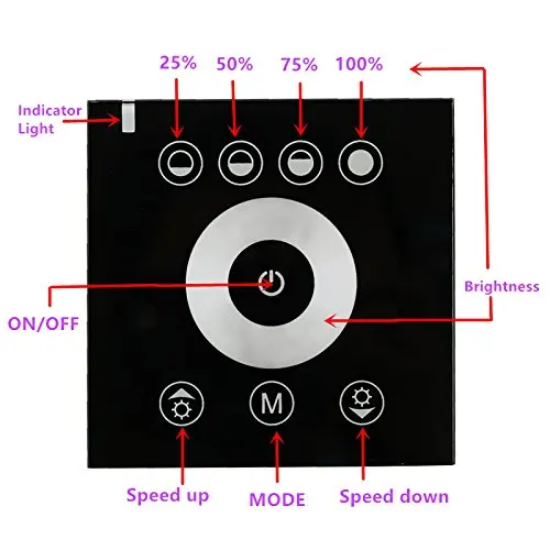 Wall-mounted Dimmable Glass Touch Panel Switch Controller for LED Led Strip Light Surface VS Plastic Screen Higher Sensiti | Освещение