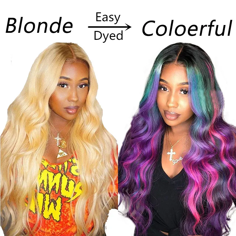 

613 Blonde 13x6 Lace Frontal Wig Pre Plucked With Baby Hair Body Wave Colorful Lace Front Human Hair Wigs Ever Beauty Remy
