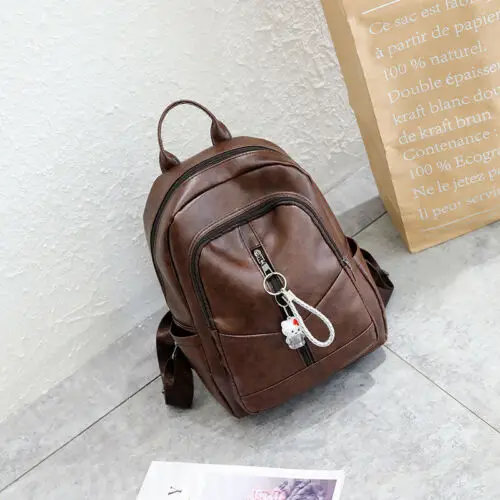 Женский рюкзак из натуральной кожи черный/коричневый модный с защитой от кражи