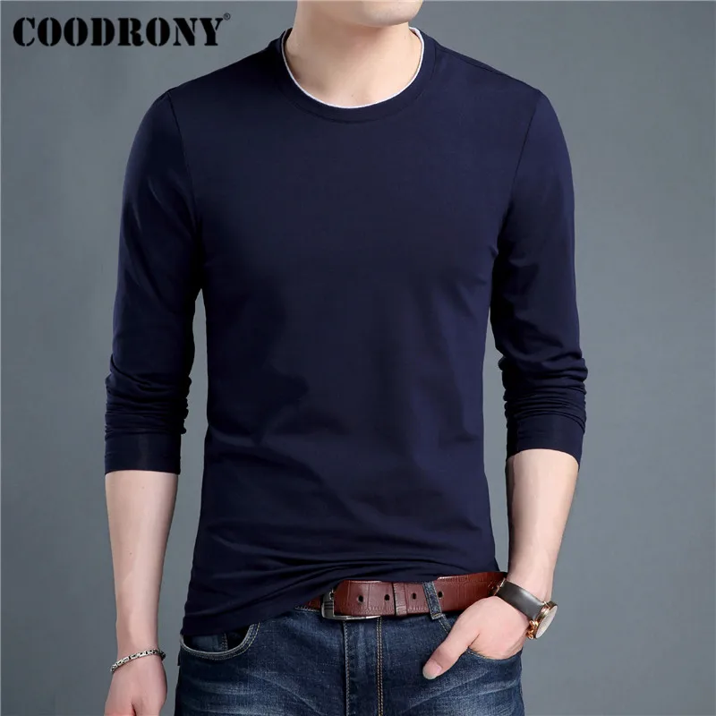 COODRONY, брендовая мужская футболка, уличная мода, круглый вырез, топ, футболка, Мужская одежда,, осенняя футболка, Мужская хлопковая футболка, Homme 95024