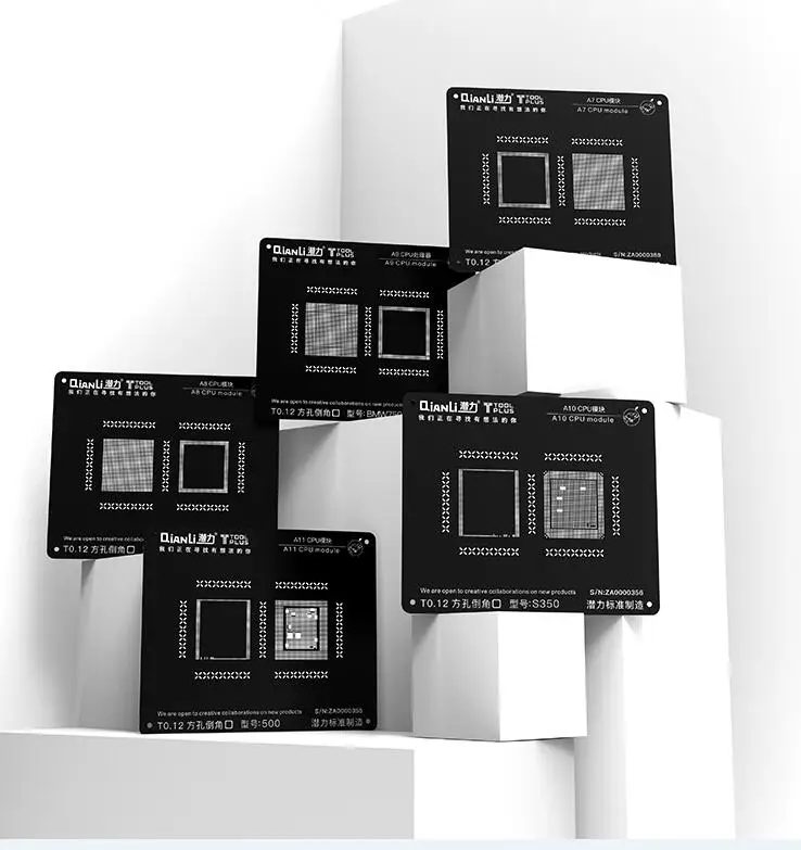 A7-A11 full set Qianli черный 3D позиционирование черный трафарет универсальная связь BGA трафарет для iPhone A7 A8 A9 A10 A11 ремонт - Цвет: A7-A11 full set