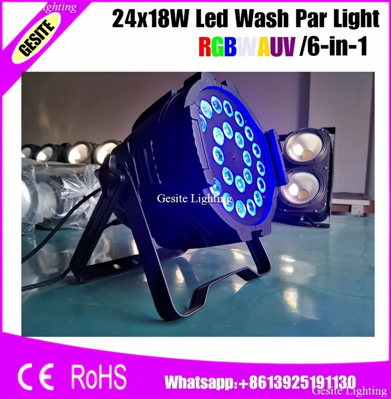 Комнатный светодиодный настенный светильник DMX 24x18 Вт RGBWA + UV 6 в 1 для зала вечерние