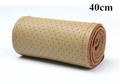 40 Beige Thread Сделай Сам, натуральная кожа, оплетка, покрытие на руль, мягкая, не скользит,, Воловья кожа, на руль, для 36, 38, 40 см, размер - Название цвета: 40 Beige Thread