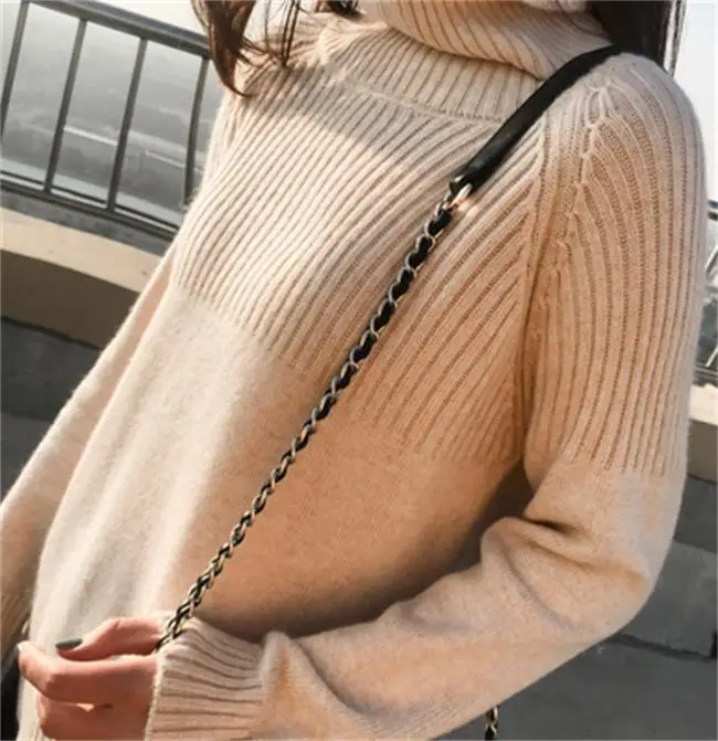 Beige GejasAinyu 2019new свитер женский модный женский кашемировый свитер с хомутом женские вязаные пуловеры женский свитер Зимние Топы - Цвет: Beige