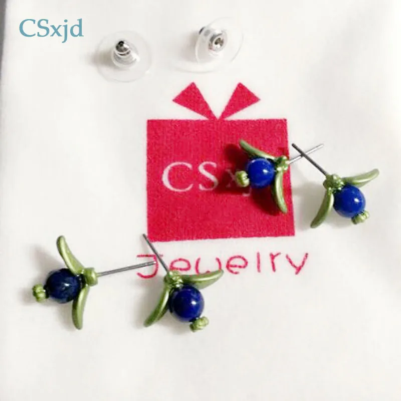Винтажные серьги CSxjd ювелирные изделия лазурит и акриловые черничные зеленые