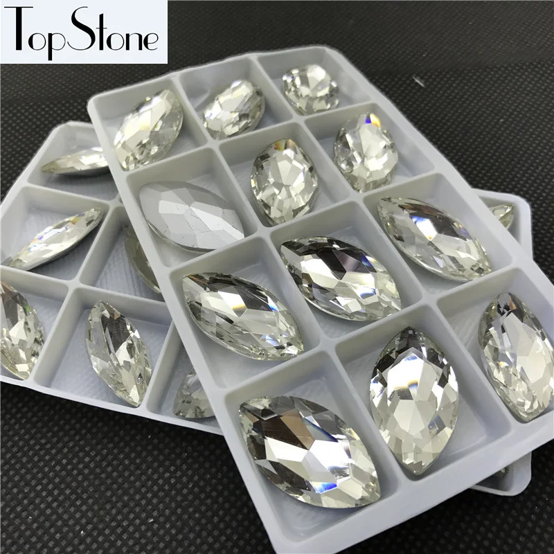 Кристаллы TopStone Crystal Clear Navette Необычные камни с задней стеклянный лошадиный глаз 3x6