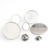 10pcs stainless steel fit 12162530mm round brooch base cabochon blanks trays with brooch pins cameo cabochon base setting