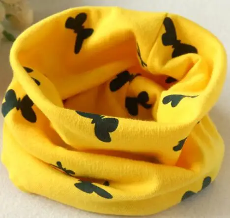 yellow butterfly Коллекция года, весенне-осенний хлопковый шарф для девочек детский шейный платок с рисунком совы для девочек, детское кольцо с круглым вырезом, волшебный шарф для мальчиков, детская одежда - Цвет: yellow butterfly