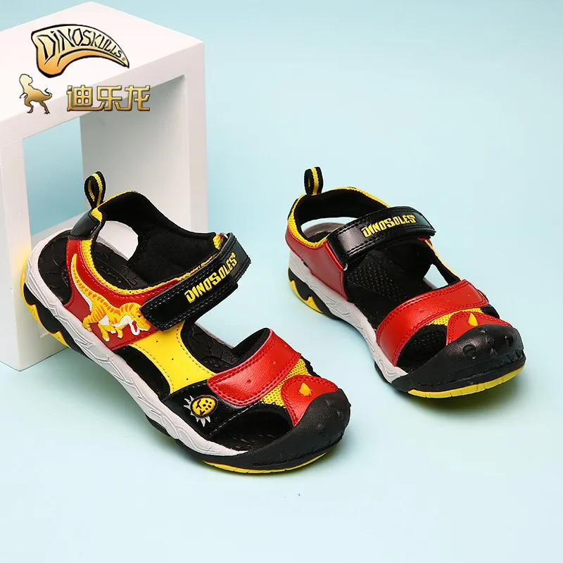 

DINOSKULLS Kids T-rex Shoes Summer Boys Beach Sandals Dinosaur 5 Children's Closed Toe Sports Sandals Comfortable Leather Shoes