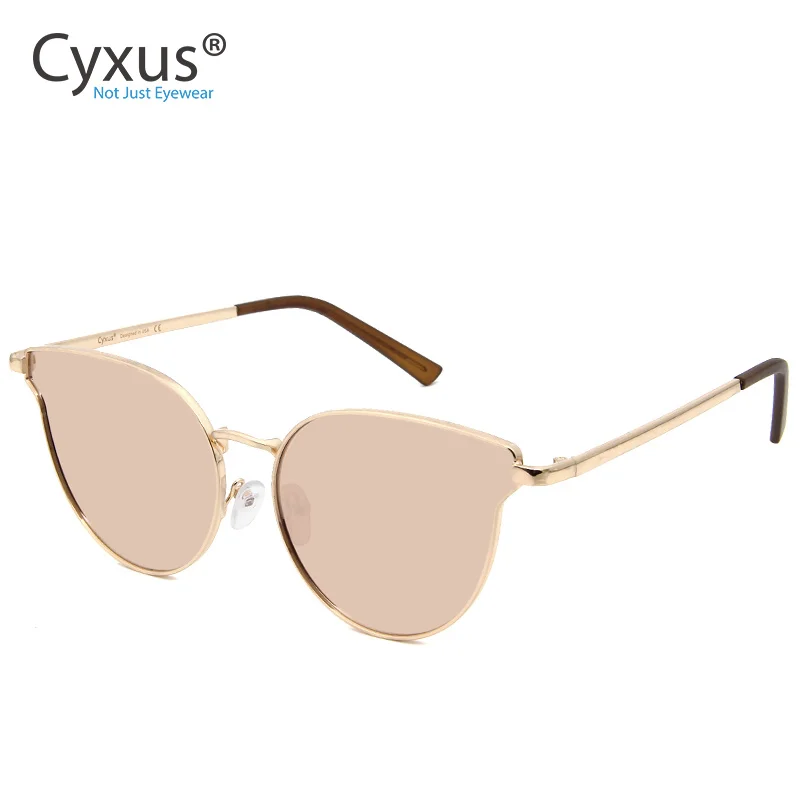 Cyxus UV400 кошачьи глаза поляризованные солнцезащитные очки унисекс, металлические оправы винтажные очки ретро для wo мужчин/мужчин-1817
