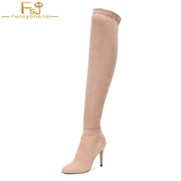fsj fashion apricot 2021 thin high heels soft suede over knee high boots round toe booties casual autumn winter shoes woman 39