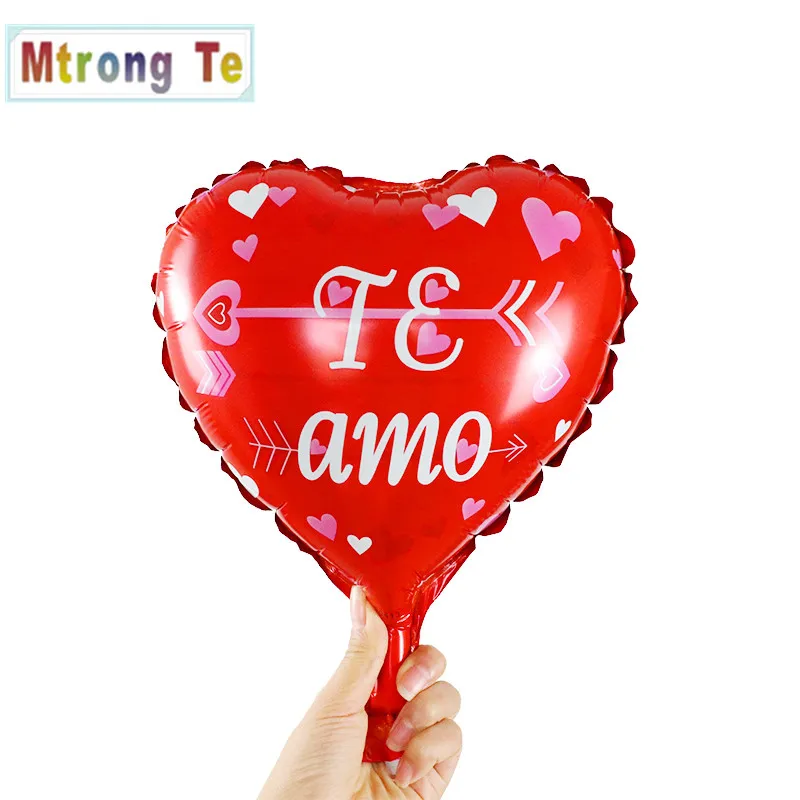10 штук 10 дюймов испанский воздушный шар I love you из алюминиевой фольги украшения Детские игрушки Свадьба День матери День Святого Валентина подарок - Цвет: Флуоресцентный желтый