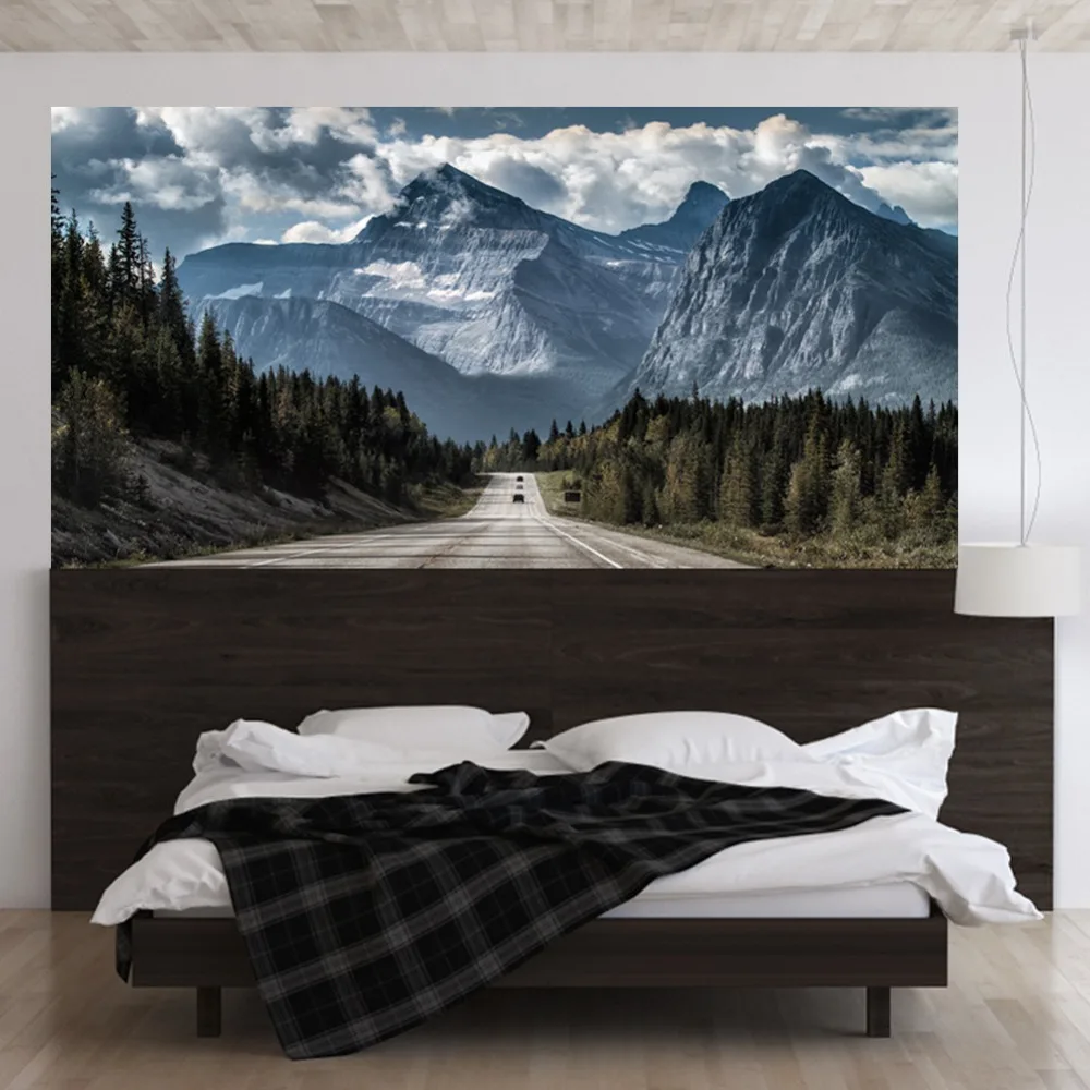 Шикарная настенная виниловая наклейка Sky Mountain Road с изголовьем леса
