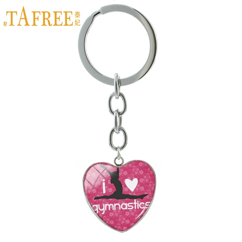 TAFREE с надписью I Love гимнастика брелок Классического фасона Гимнастика сердце