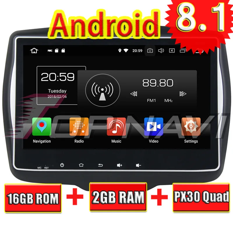 Topnavi 4 ядра 9 &quotAndroid 8 1 Автомобильный gps навигация для Jeep Renegade 2016 2017 Авто радио