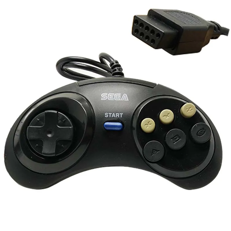 2 шт. классический проводной игровой контроллер Sega с 6 кнопками джойстик для SEGA