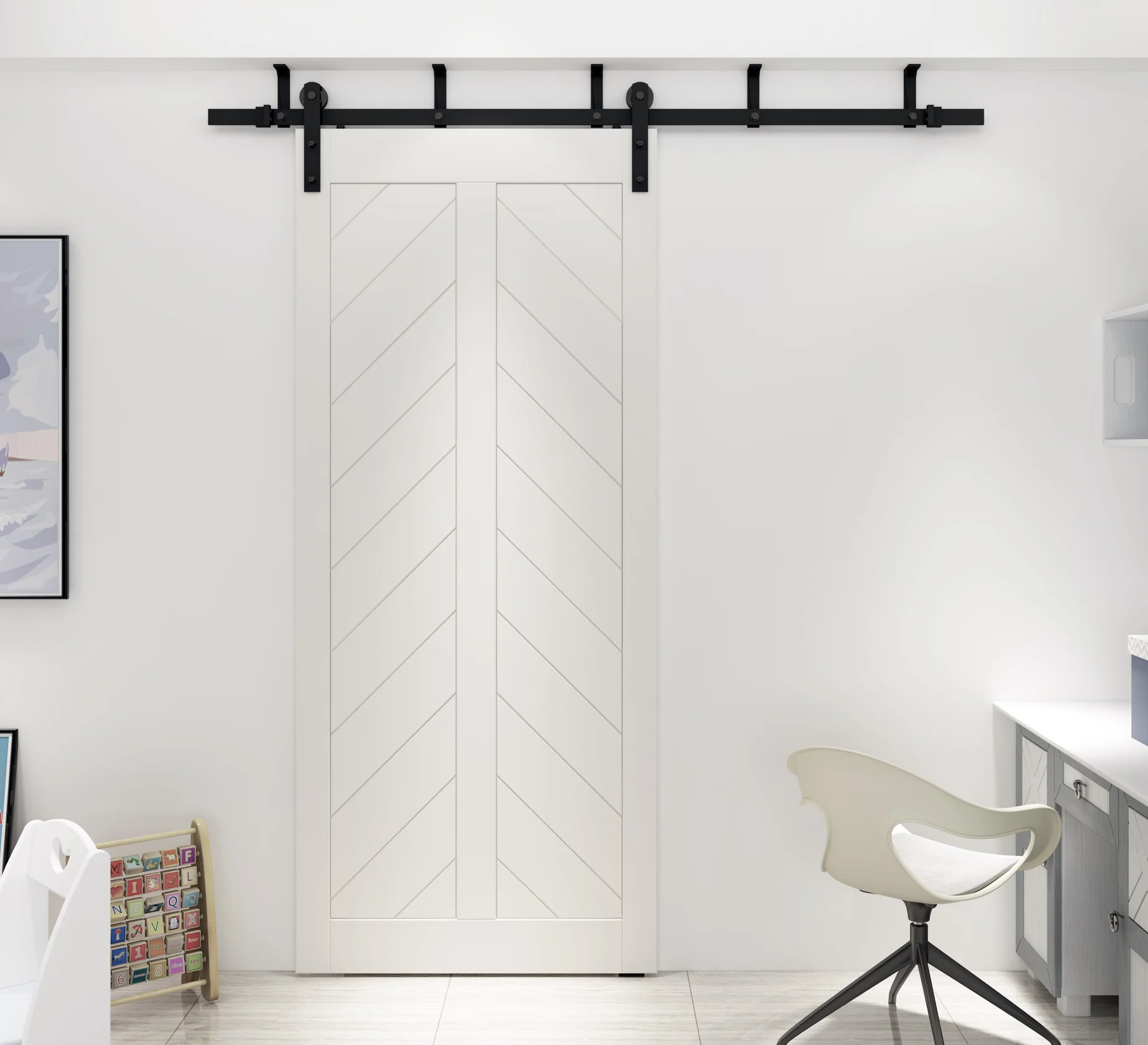 DIYHD 5ft-8ft потолочное крепление оборудование для раздвижной двери сарая деревенский черный потолочный кронштейн сарай дверной трек