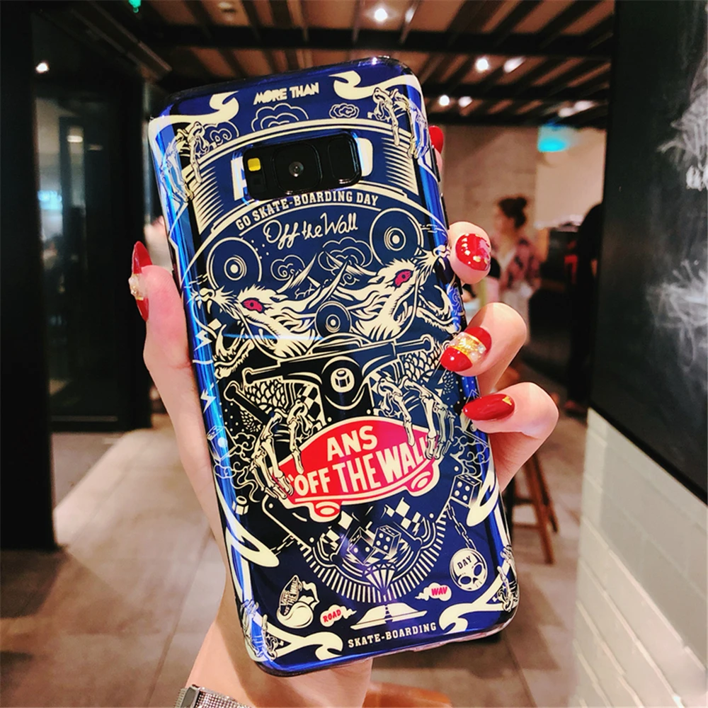 Case For Samsung Galaxy S8 S9 S10 Plus Lite Note 8 9 Trend Cartoon Cool Pattern Blue light Glossy Soft IMD Silicon Cover |