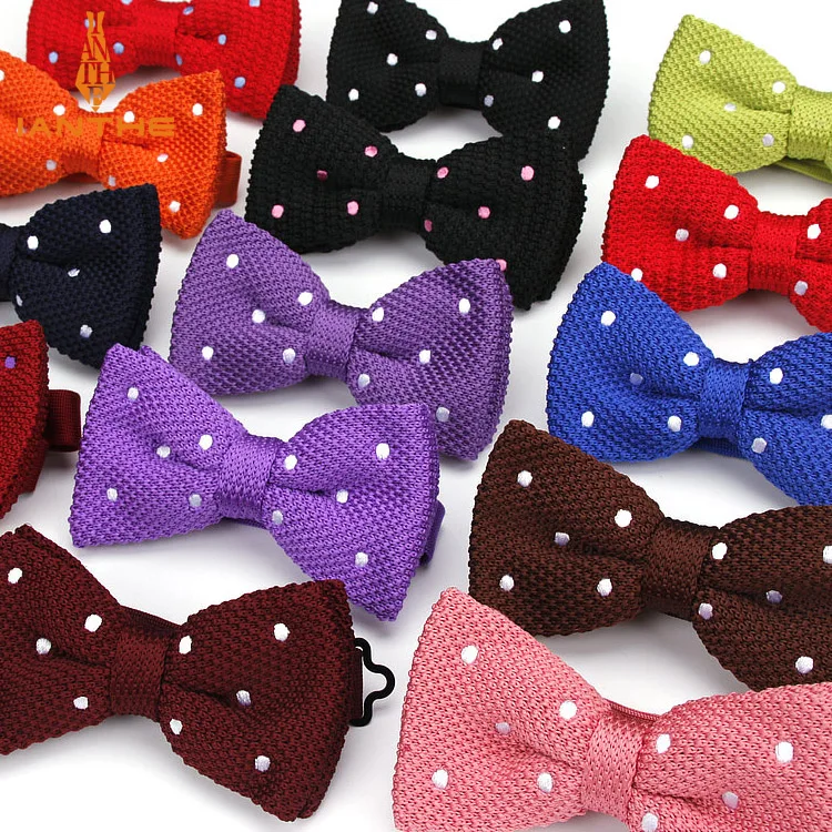 Трикотажные Для мужчин s галстук-бабочка для отдыха в горошек Bilayer Галстуки