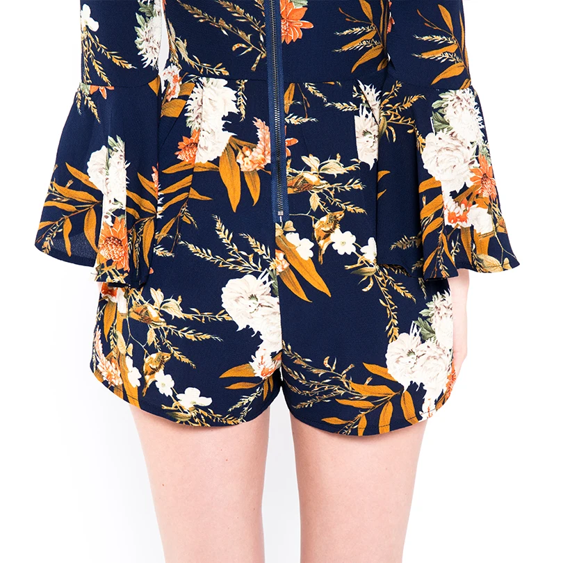 Женский комбинезон с открытыми плечами и цветочным принтом | Женская одежда