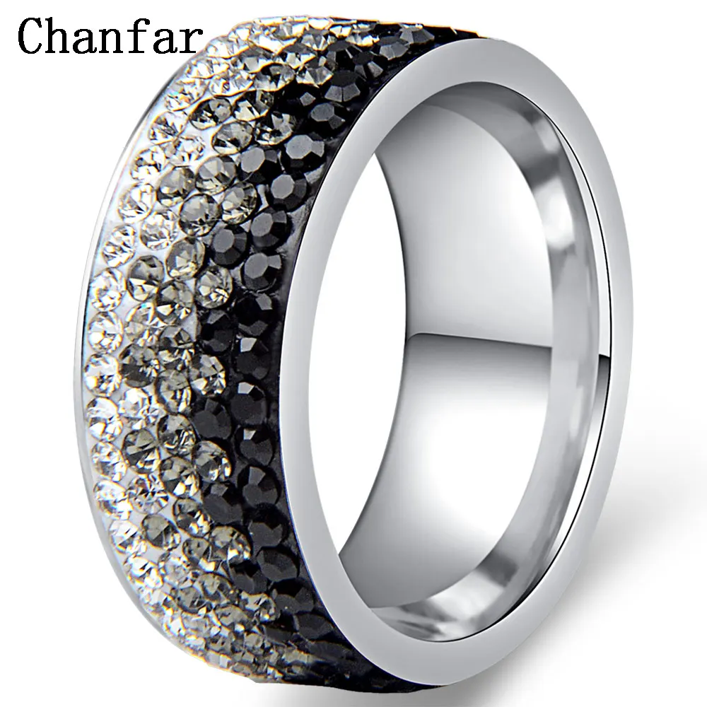 Black style Chanfar 6, 7, 8, 9, 10 размеров,, элегантное кольцо с кристаллами AAA, очаровательные кольца из нержавеющей стали для женщин, женские, мужские ювелирные изделия - Цвет основного камня: Black style