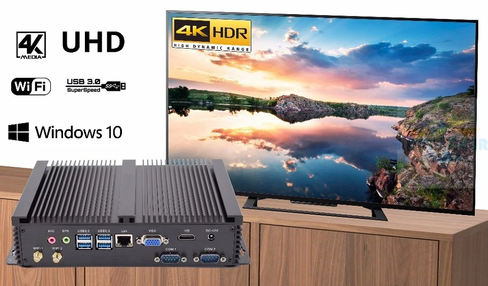Причастником I3 Мини компьютер безвентиляторный мини ПК Windows 10 Core C1037U или C1007U 2* COM промышленный ПК Прочный ПК