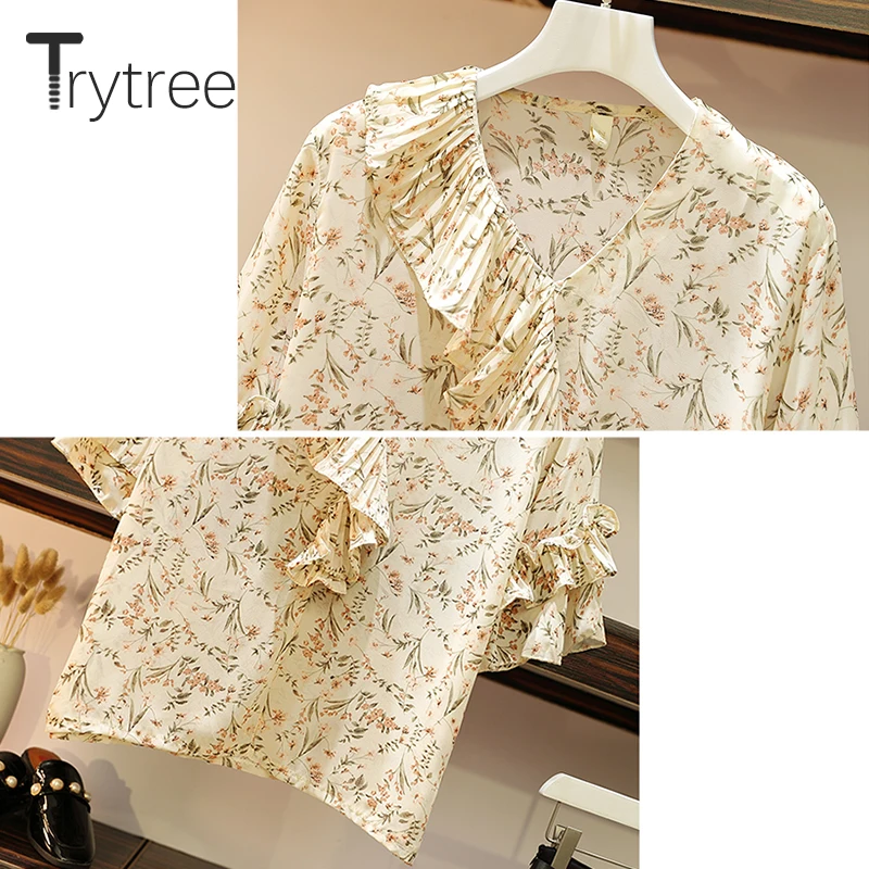 Trytree летний женский комплект из двух предметов Повседневный Принт Цветочный