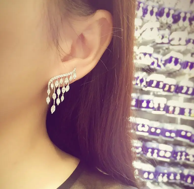 Женские вечерние Ги гвоздики с фианитом цвет белое золото|stud earrings|stone stud earringsangel