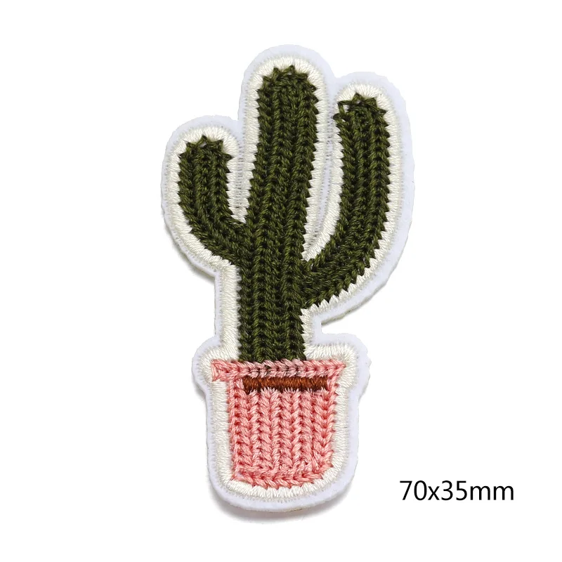 1pc Patches For Clothing Iron On Embroidered AppliquesDIY Apparel Accessories Fabric Badges cactus | Дом и сад