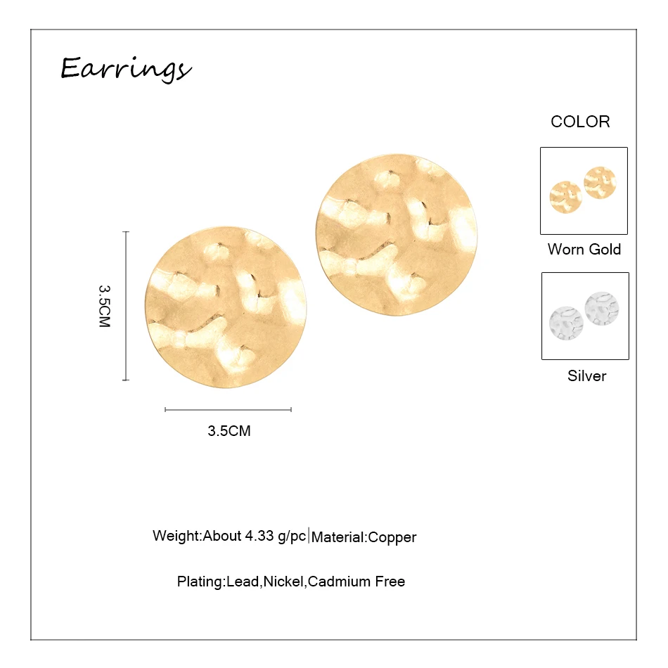 Fever &amp Free панк большие круглые серьги-гвоздики Золотые женские геометрические