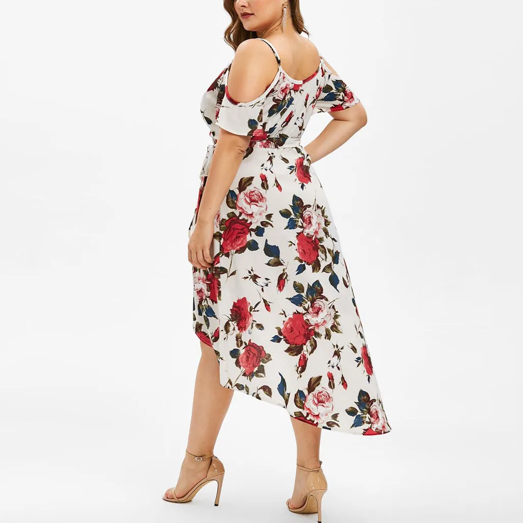 Женское платье с открытыми плечами и V-образным вырезом размеры до 5XL | Женская