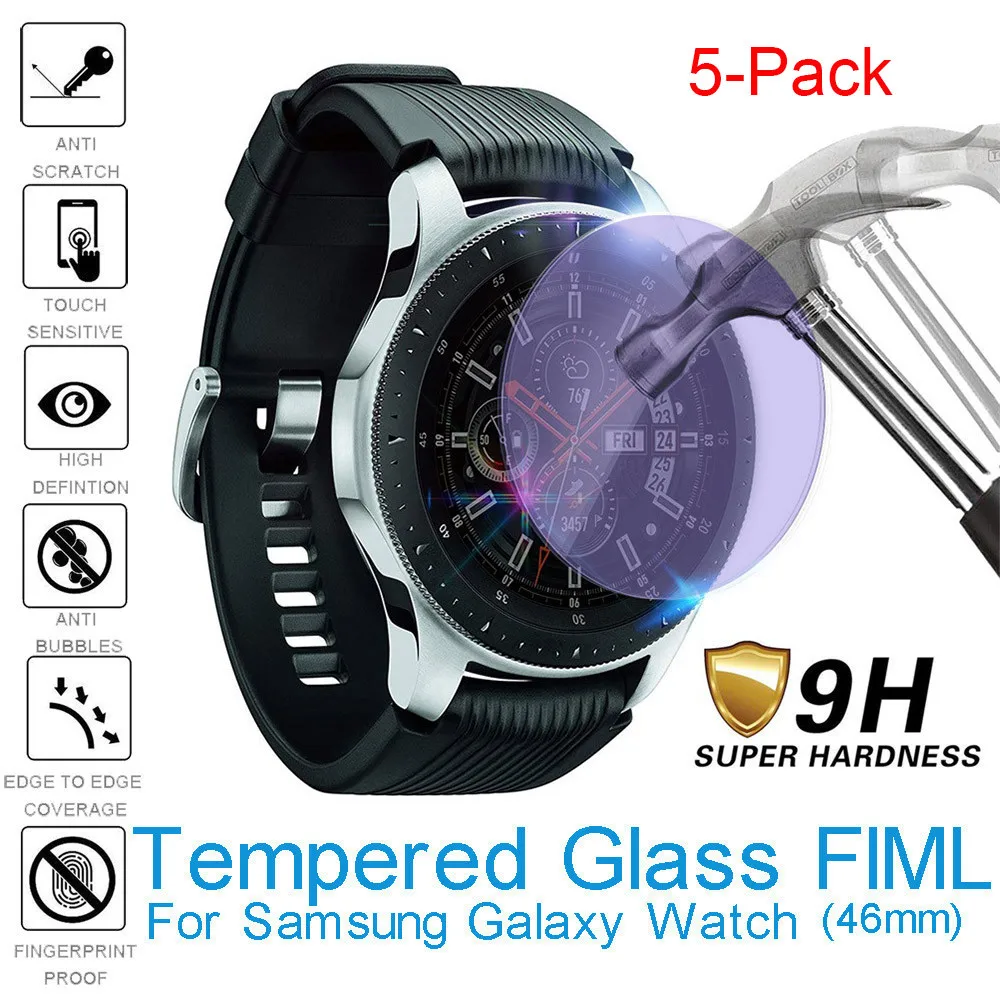 5 шт. защита от синего света закаленное стекло для Samsung Galaxy Watch 46 мм Защитное экрана