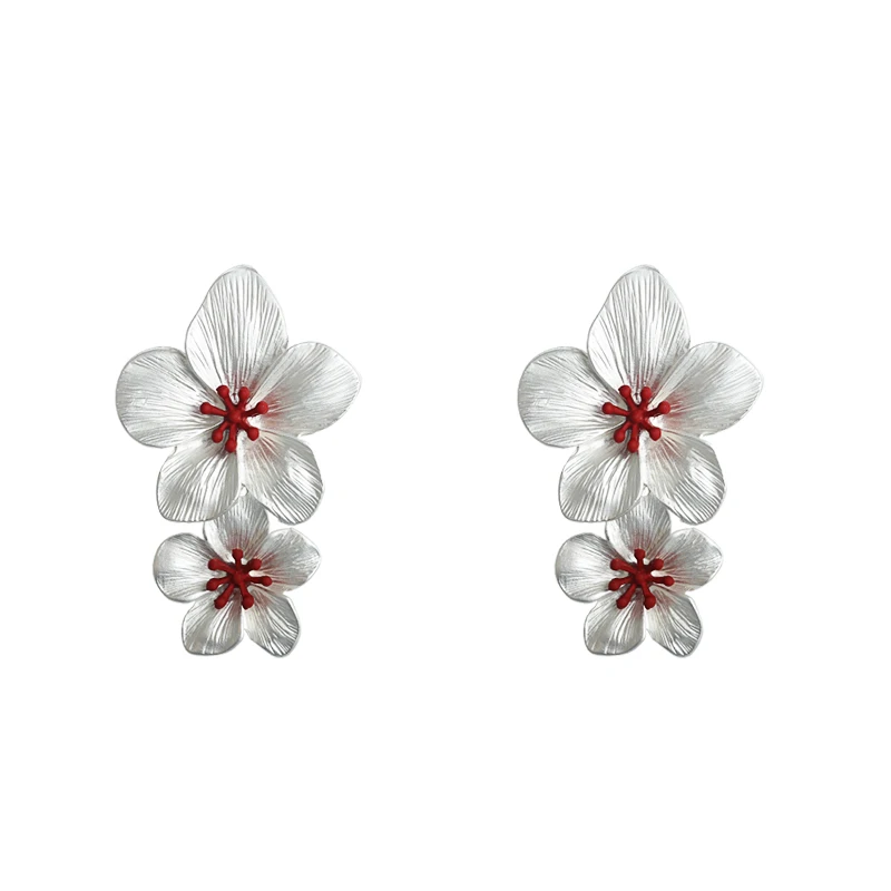 Yhpup Trendy Sweet Romantic Baroque Flower Dangle Earrings Zinc Alloy Gold Silver Earrings Vintage Brincos for Women Party Gift