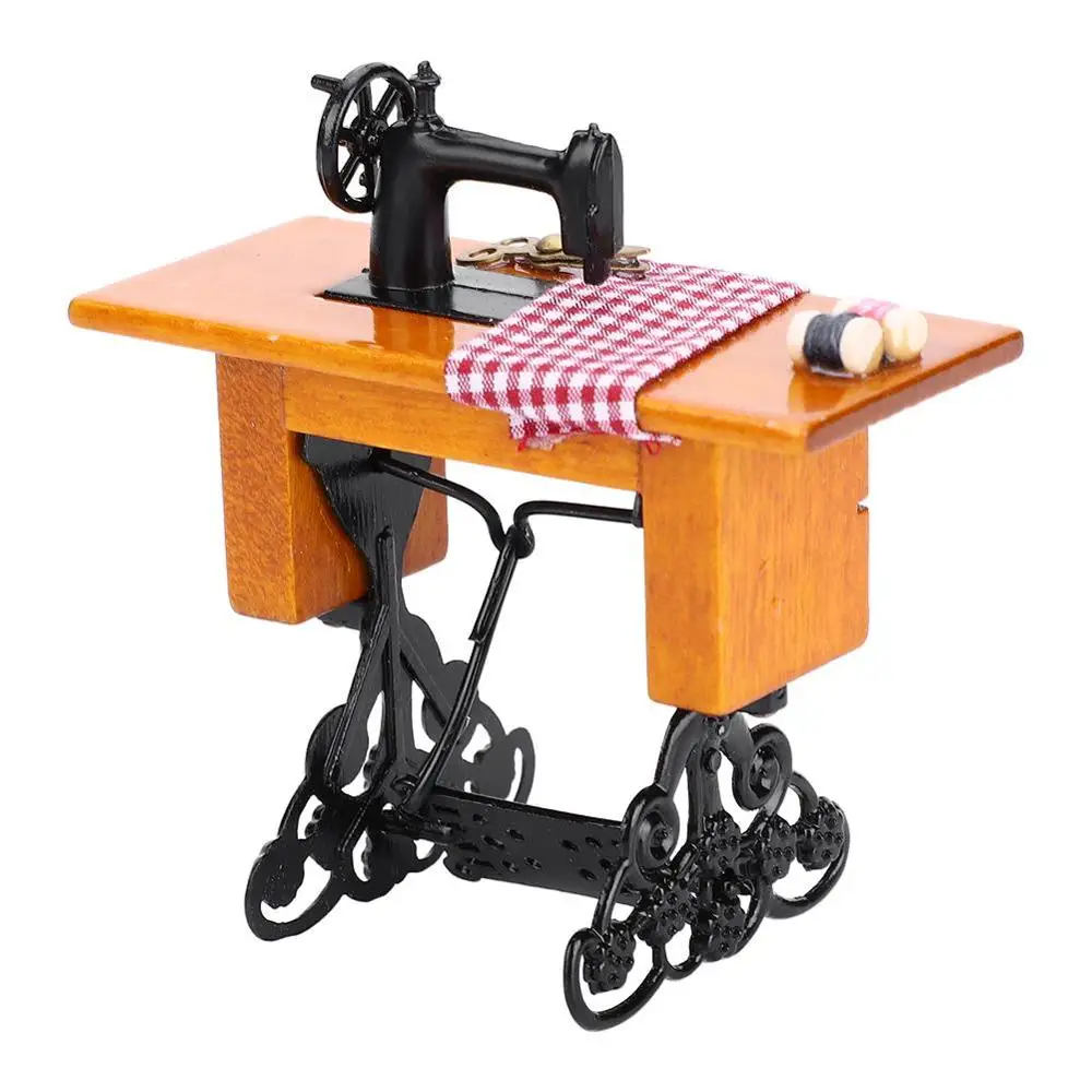 Деревянная швейная машина для кукольного домика 1:12 миниатюрный аксессуар мебели