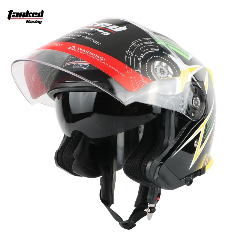 Мотоцикла открытым лицом шлем с двойным стеклом мотоцикл для мотокросса