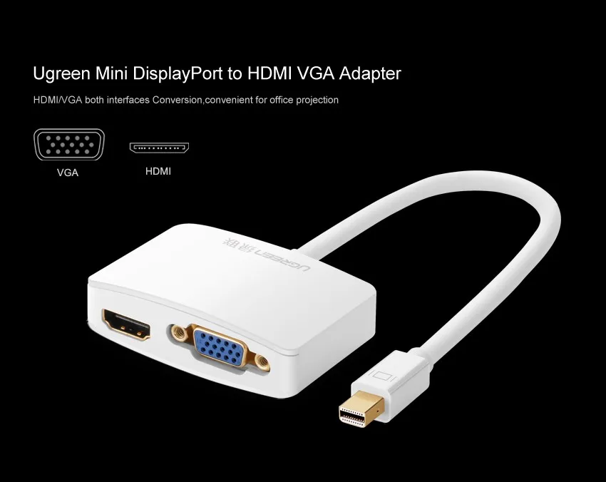 Ugreen 2 в 1 Thunderbolt 1/2 Mini DP к HDMI VGA кабель адаптер Mini DisplayPort к HDMI VGA конвертер для Apple MacBook Air Pro