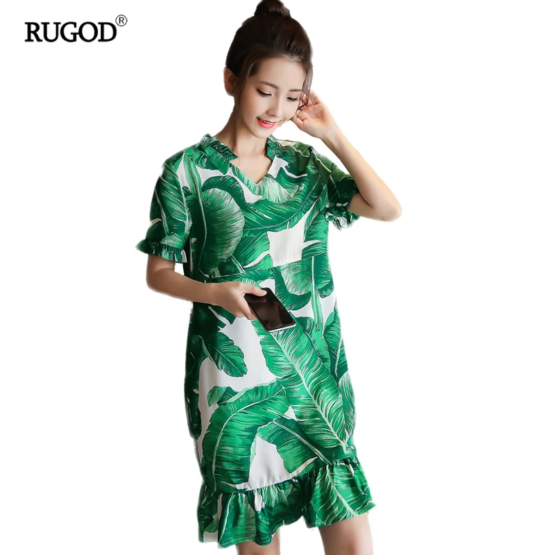 Летняя Новинка 2017 г. Повседневное свободное платье Для женщин зеленый Винтаж