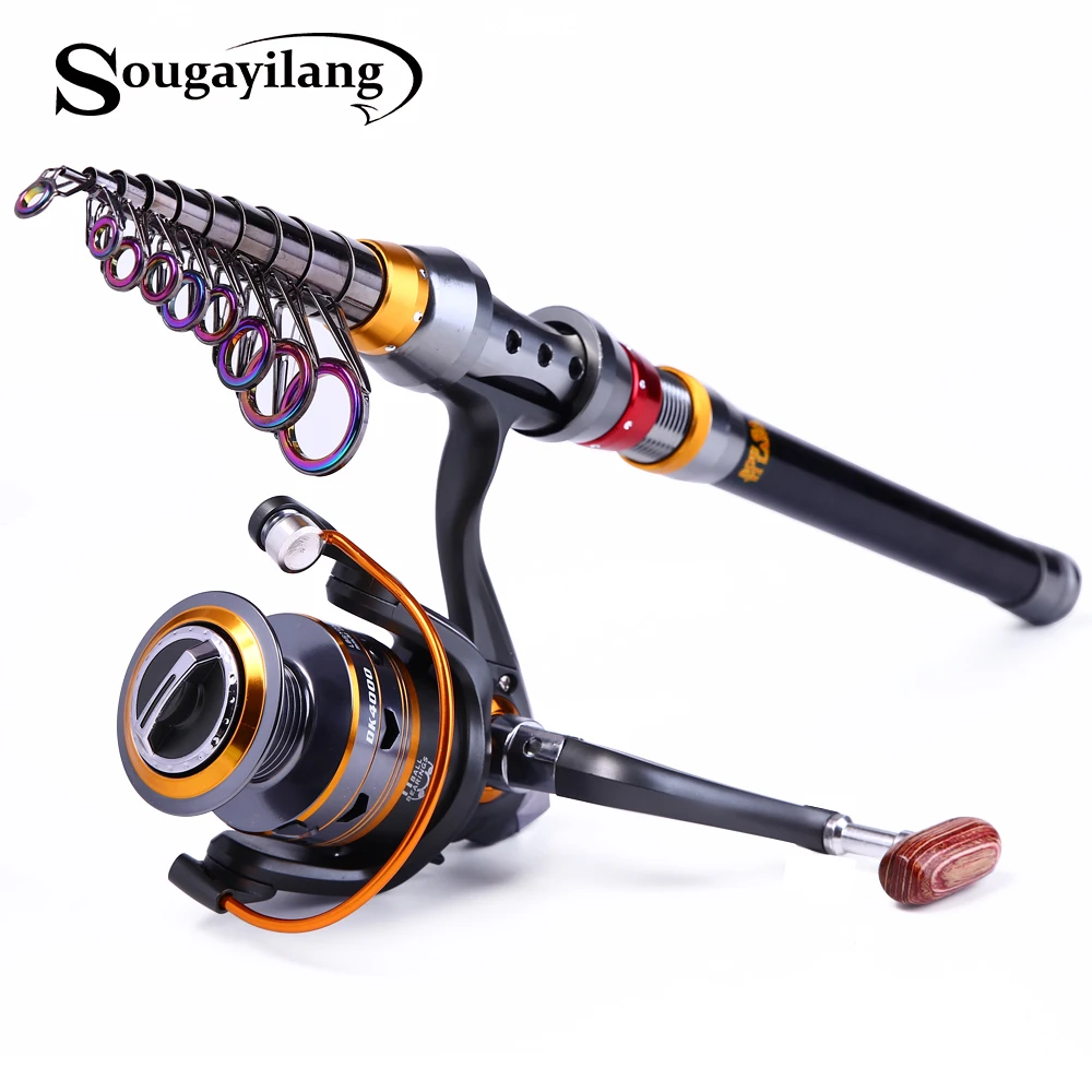 Sougayilang 1.8-3.6m Telescopic Fishing Rod and 11BB Fishing Reel Wheel Portable Travel Fishing Spinning Fishing Rod Combo Pesca